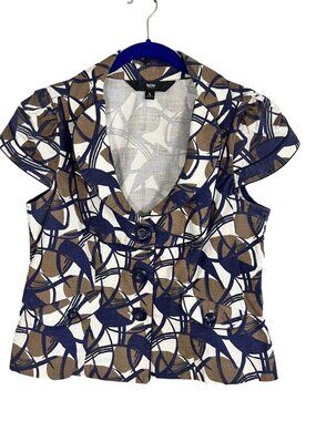 Retro Artsy Jacket Blue L Mod Y2K Whimsical Boho 90s Festival Earthy Chic Preppy